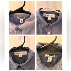 SET OF 4 Size Medium Old Navy Kids Blue Button-Down Shirts